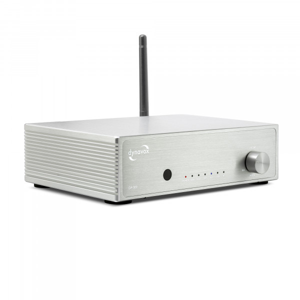 Amplificateur compact Dynavox DA-300 avec entrée HDMI ARC et BT. Argenté