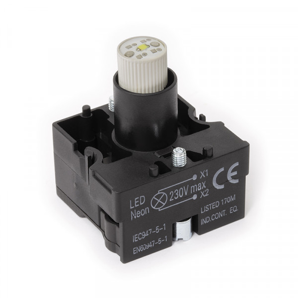 Kontaktelement Signalgeber optisch mit LED Leuchtmittel weiss 230V