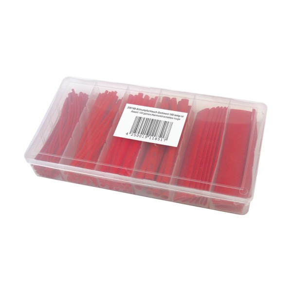 Schrumpfschlauch-Sortiment 100-teilig Rot, Box BLANKO