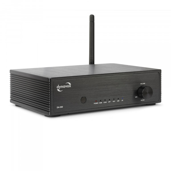 Amplificateur compact Dynavox DA-300 avec entrée HDMI ARC et BT. Noir